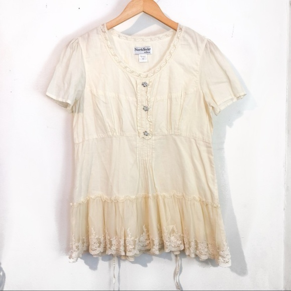 NorthStyle Lace Peasant Blouse